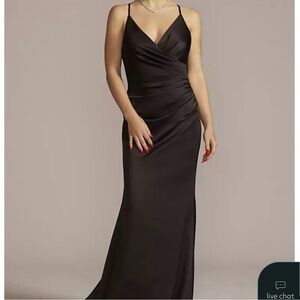 Galina Signature satin floor length Gown maxi dress with leg slit Size 16